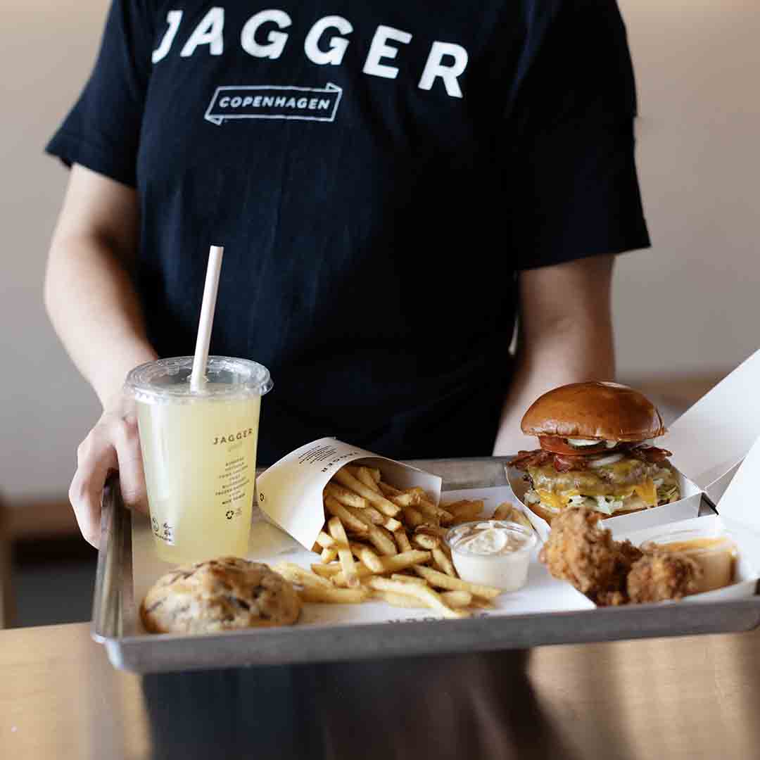 Burgermenu fra Jagger Copenhagen på Frederiksberg.